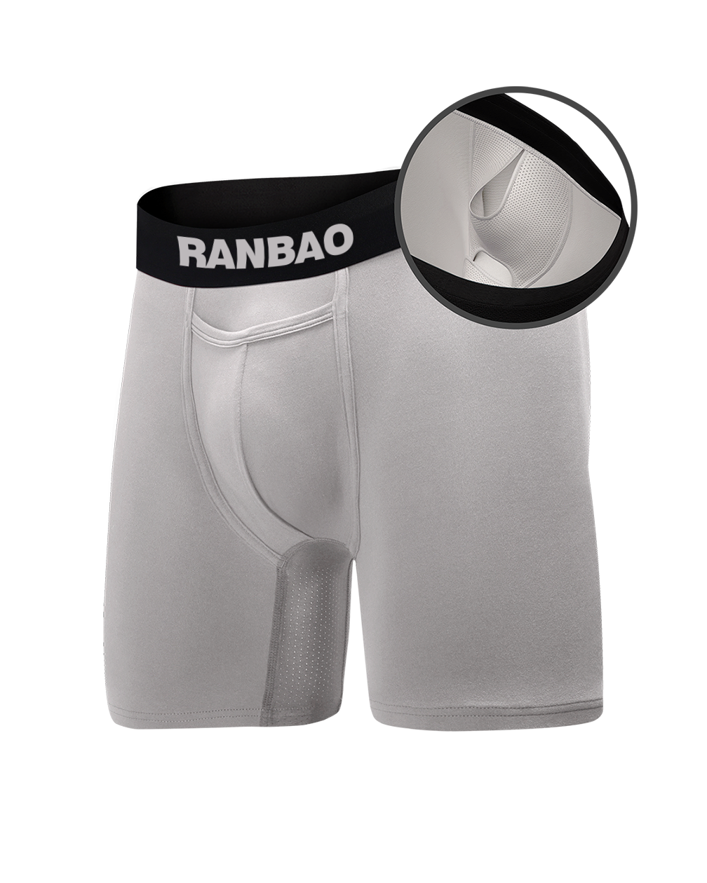 Men's Boxer Briefs Mesh Pocket Solid Color Standard Fit Underwear for Men Dual Pouch