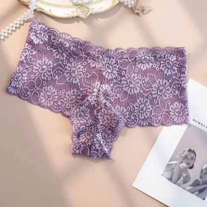 Oem Odm Delicate Floral Women'S Oversized Panties Female Lace Seamless Summer Thin High-Waisted Women'S Cotton Crotch Briefs-RANBAO