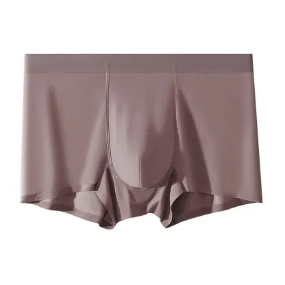 Custom Logo Mid Rise Brief Comfortable Fashionable Breathable Seamless Ice Silk Man Boxer Underwear-RANBAO