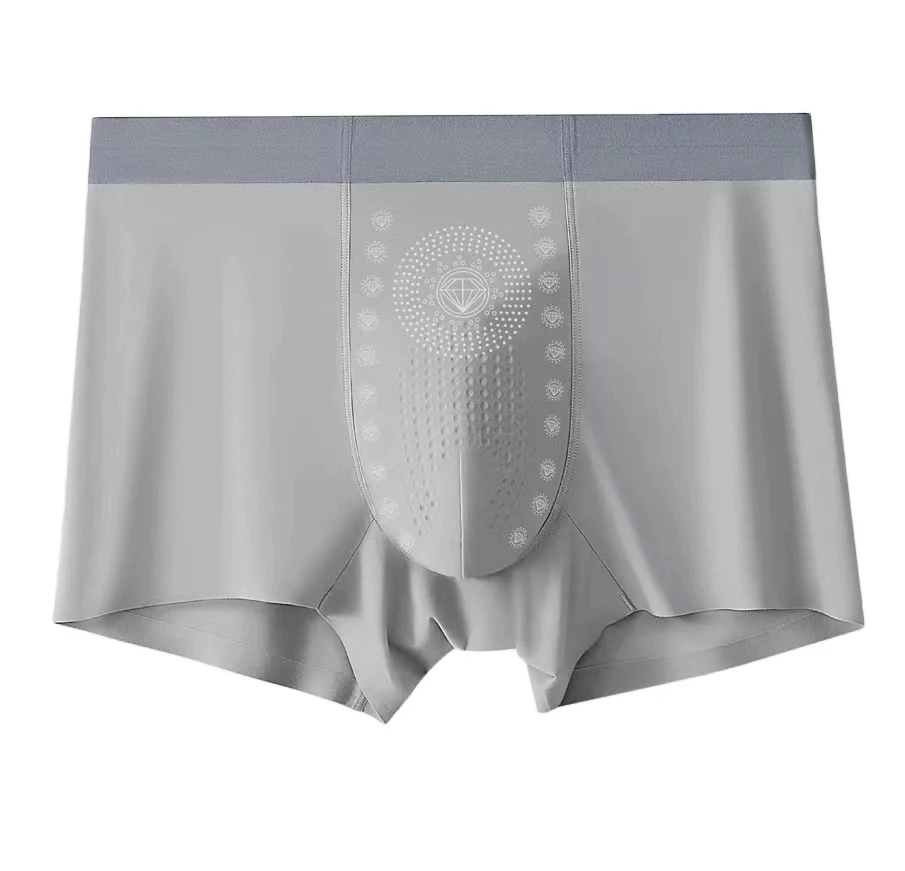 Comfortable Lightweight Men's Seamless Boxer Underwear Custom Logo Mid-Rise Quick Dry Ice Silk Plus Size Briefs Breathable-RANBAO