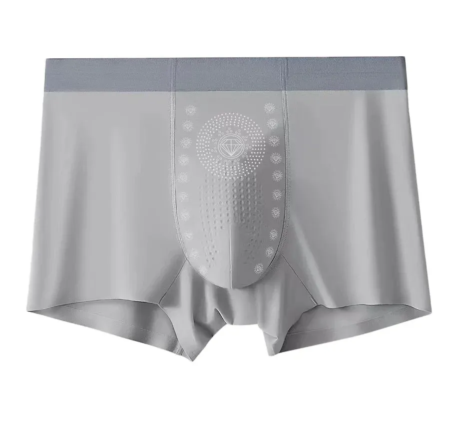 Comfortable Lightweight Men's Seamless Boxer Underwear Custom Logo Mid-Rise Quick Dry Ice Silk Plus Size Briefs Breathable-RANBAO