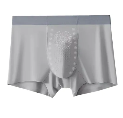 Comfortable Lightweight Men's Seamless Boxer Underwear Custom Logo Mid-Rise Quick Dry Ice Silk Plus Size Briefs Breathable-RANBAO