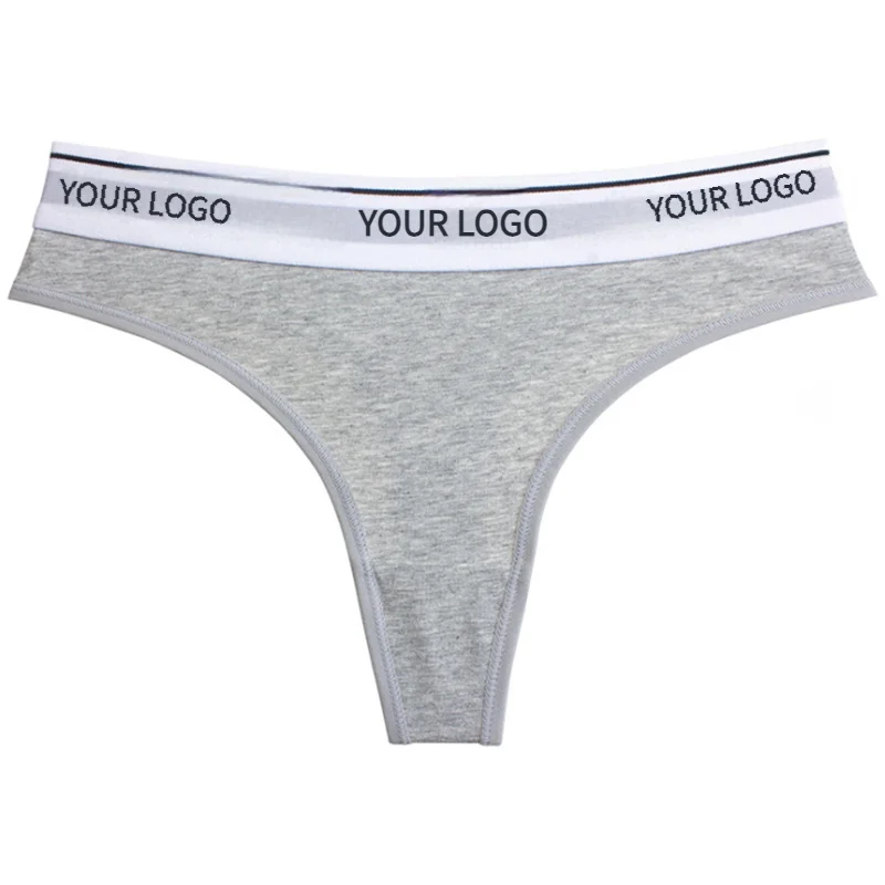 New Design Custom Logo Women Sports Fitness Mid-waist Briefs Letter Printed Cotton Panties Seamless Women Thongs-RANBAO