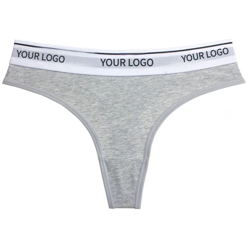 New Design Custom Logo Women Sports Fitness Mid-waist Briefs Letter Printed Cotton Panties Seamless Women Thongs-RANBAO