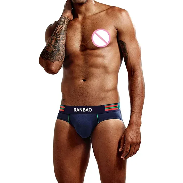 Custom Brand Logo Top Quality Stretchy Men'S Sexy Underwear Big Bulge Erotic Sissy Male Jockstraps-RANBAO