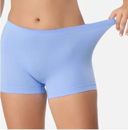 Women's Mid-High Rise Bamboo Boxer Briefs Sporty Style Boyshort Underwear with Logo on Waist Soft Stretch Panties-RANBAO