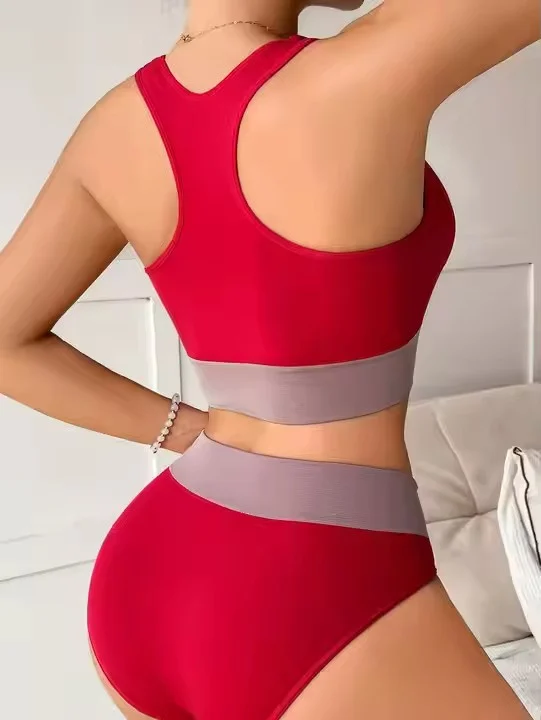 Hot Sale Bra & Brief Sets Women Breathable Ribbed Yoga Seamless Underwear Set Ladies Women's Sports Bra and Panties Sets-RANBAO