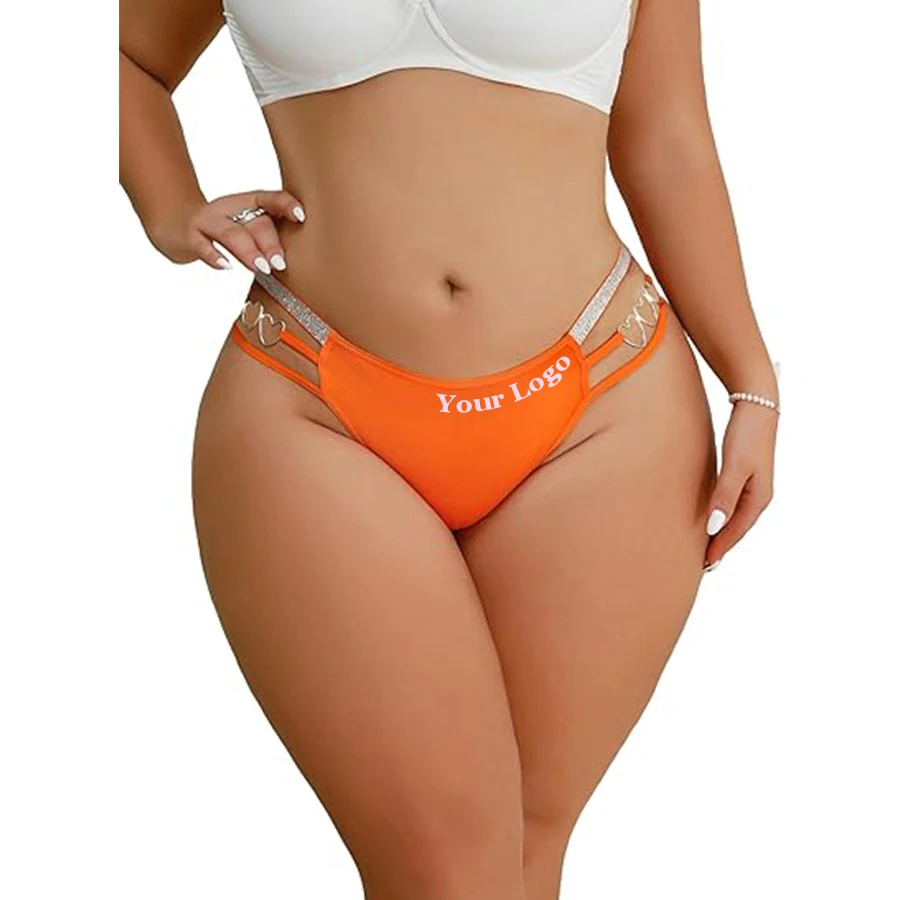 Women's Plus Size Glitter Ring Linked Cut Out Low Rise Everyday Bikini Panty Bottom Underwear Briefs Knickers Panties-RANBAO