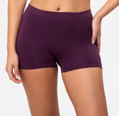 Women's Mid-High Rise Bamboo Boxer Briefs Sporty Style Boyshort Underwear with Logo on Waist Soft Stretch Panties-RANBAO