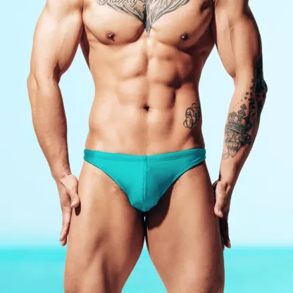 Wholesale New Men's Beach Swimming Trunks Briefs Man Swimwear Thong Silk Briefs Swim Briefs-RANBAO