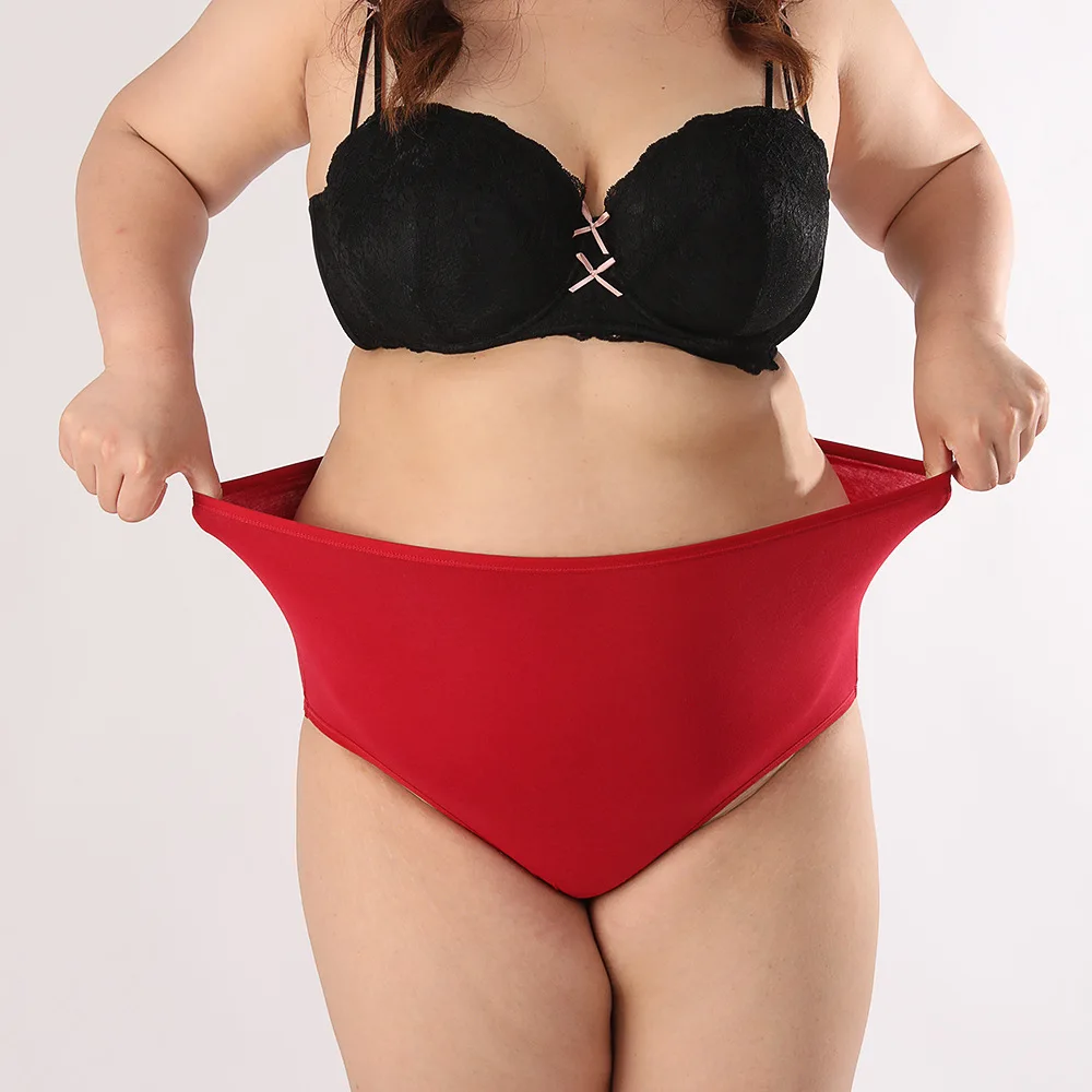 XXXL EUR US Plus Size Non-allergenic Highly Breathable Absorbent Basic Smooth slip Panties High Rise Women Brief-RANBAO