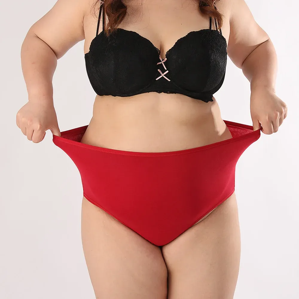 XXXL EUR US Plus Size Non-allergenic Highly Breathable Absorbent Basic Smooth slip Panties High Rise Women Brief-RANBAO