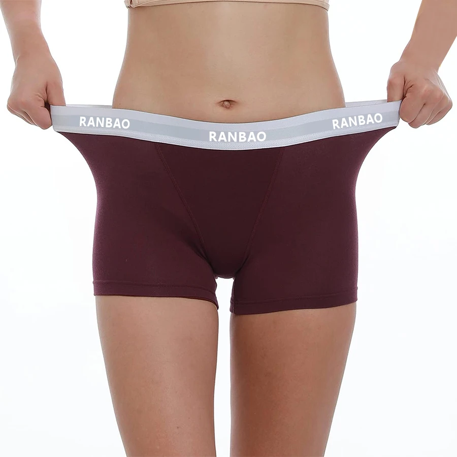 Custom Micro-fiber Waistband Modal Anti Chafing Soft Stretch Panties Womens Underwear Boy Shorts Boxer Briefs for Ladies-RANBAO