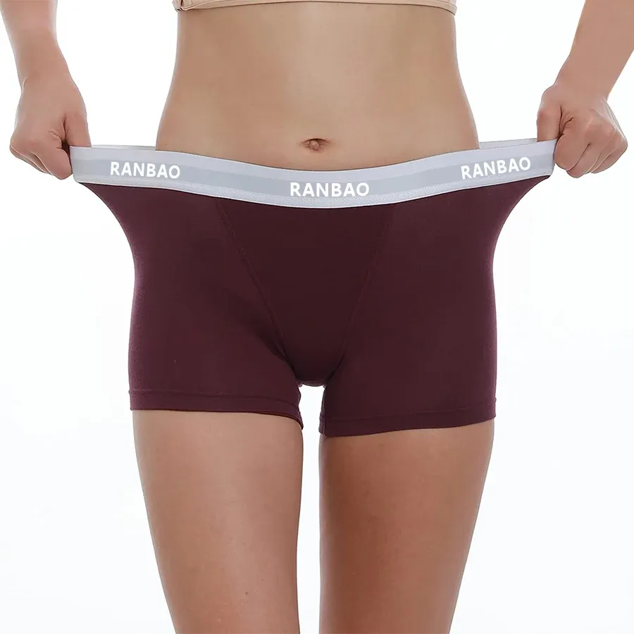 Custom Micro-fiber Waistband Modal Anti Chafing Soft Stretch Panties Womens Underwear Boy Shorts Boxer Briefs for Ladies-RANBAO