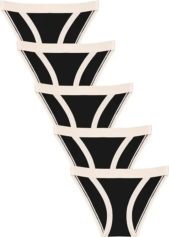 High Cut Polyester String Bikini Panties for Women Sexy Breathable Everyday Low-Rise Hipster Cheeky Underwear-RANBAO