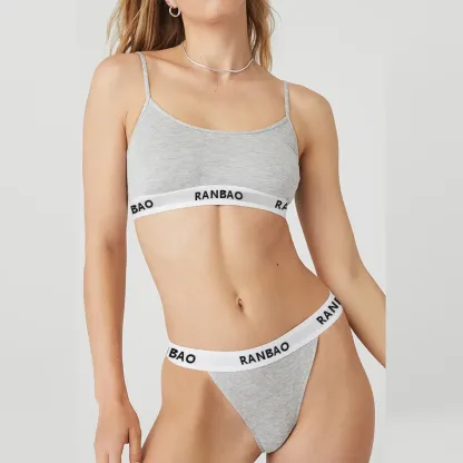 Wholesale Sexy Women's Panty Soft Modal Underwear Custom Girl Letter Belt Thong Sports Bikini for Women-RANBAO