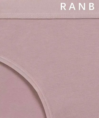 Lady's Mid-rise Panty Rib Elastic Waistband Women's Panties Briefs for Female Solid Underwear Lingerie Knickers Every Day Undies-RANBAO