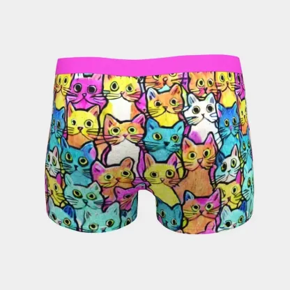 Womens Cute Cat Print Underwear Print Underwear Boyshorts Hipsters Knickers-RANBAO