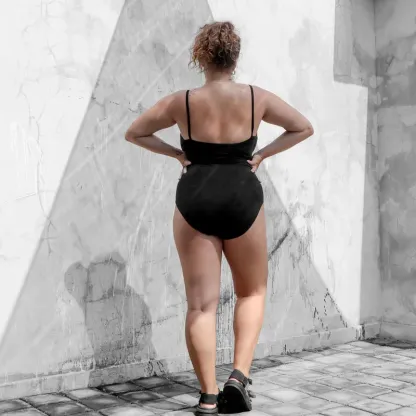 Customized High Quality Certified Organic Women Cotton Black Women's Bodysuit-RANBAO