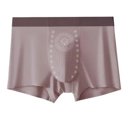 Comfortable Lightweight Men's Seamless Boxer Underwear Custom Logo Mid-Rise Quick Dry Ice Silk Plus Size Briefs Breathable-RANBAO