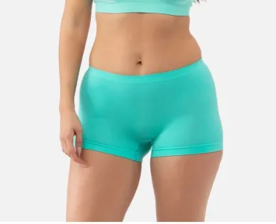 Women's Mid-High Rise Bamboo Boxer Briefs Sporty Style Boyshort Underwear with Logo on Waist Soft Stretch Panties-RANBAO