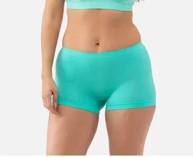 Women's Mid-High Rise Bamboo Boxer Briefs Sporty Style Boyshort Underwear with Logo on Waist Soft Stretch Panties-RANBAO