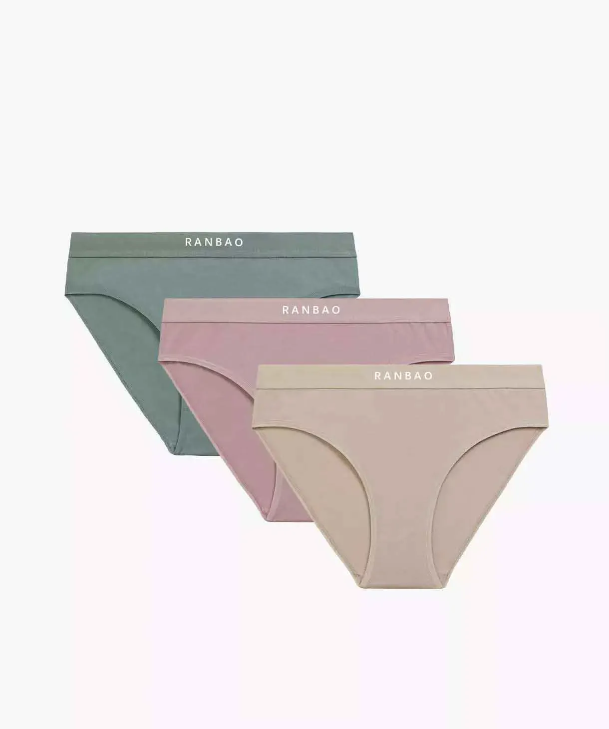 Lady's Mid-rise Panty Rib Elastic Waistband Women's Panties Briefs for Female Solid Underwear Lingerie Knickers Every Day Undies-RANBAO