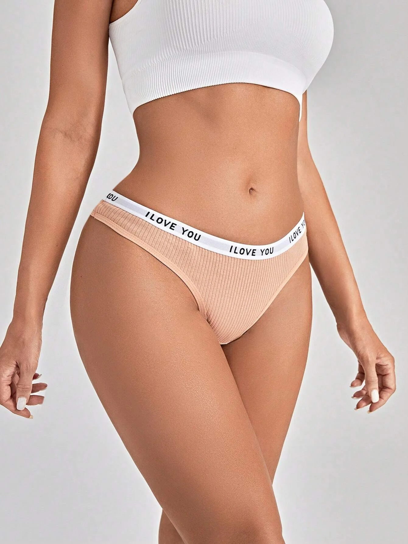 Wholesale Custom Logo Comfortable Fabric Slogan Tape Waist Panty Women Thongs Low-Rise XL 4XL Breathable Print Underwear Adults-RANBAO