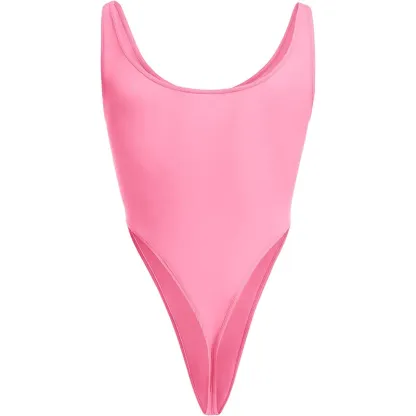 Hot Selling Men Bodysuit Men's Underwear Solid Color Semi-Sheer High Waist Thong Bodysuit. Scoop Neck Swimsuit Underwear-RANBAO