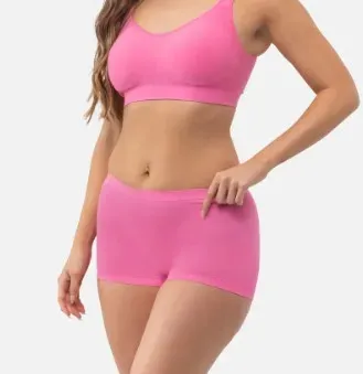 Women's Mid-High Rise Bamboo Boxer Briefs Sporty Style Boyshort Underwear with Logo on Waist Soft Stretch Panties-RANBAO