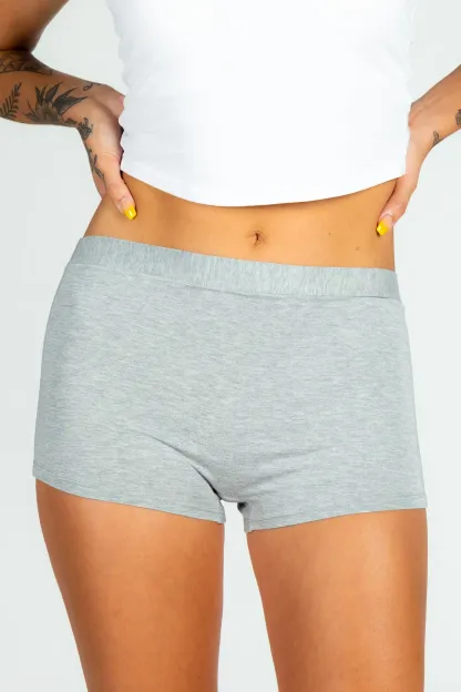 Luxury MicroModal Boyshort Women Covered Silky Soft Waistband Stretchy Moisture Wicking Breathable Grey Modal Waist Underwear-RANBAO