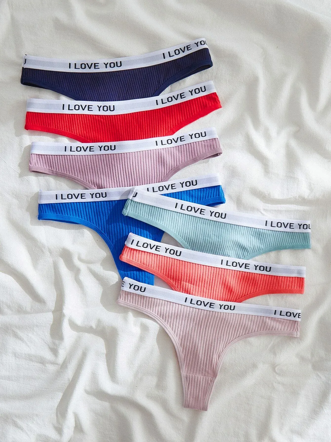 Wholesale Custom Logo Comfortable Fabric Slogan Tape Waist Panty Women Thongs Low-Rise XL 4XL Breathable Print Underwear Adults-RANBAO