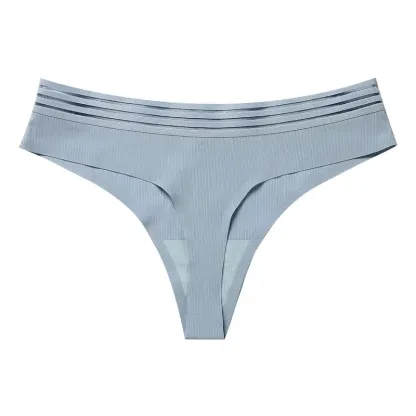 One-Piece Ice Silk String Panties Ribbed Mesh Seamless Panties Ladies Cotton Crotch Girls Sexy Thongs-RANBAO