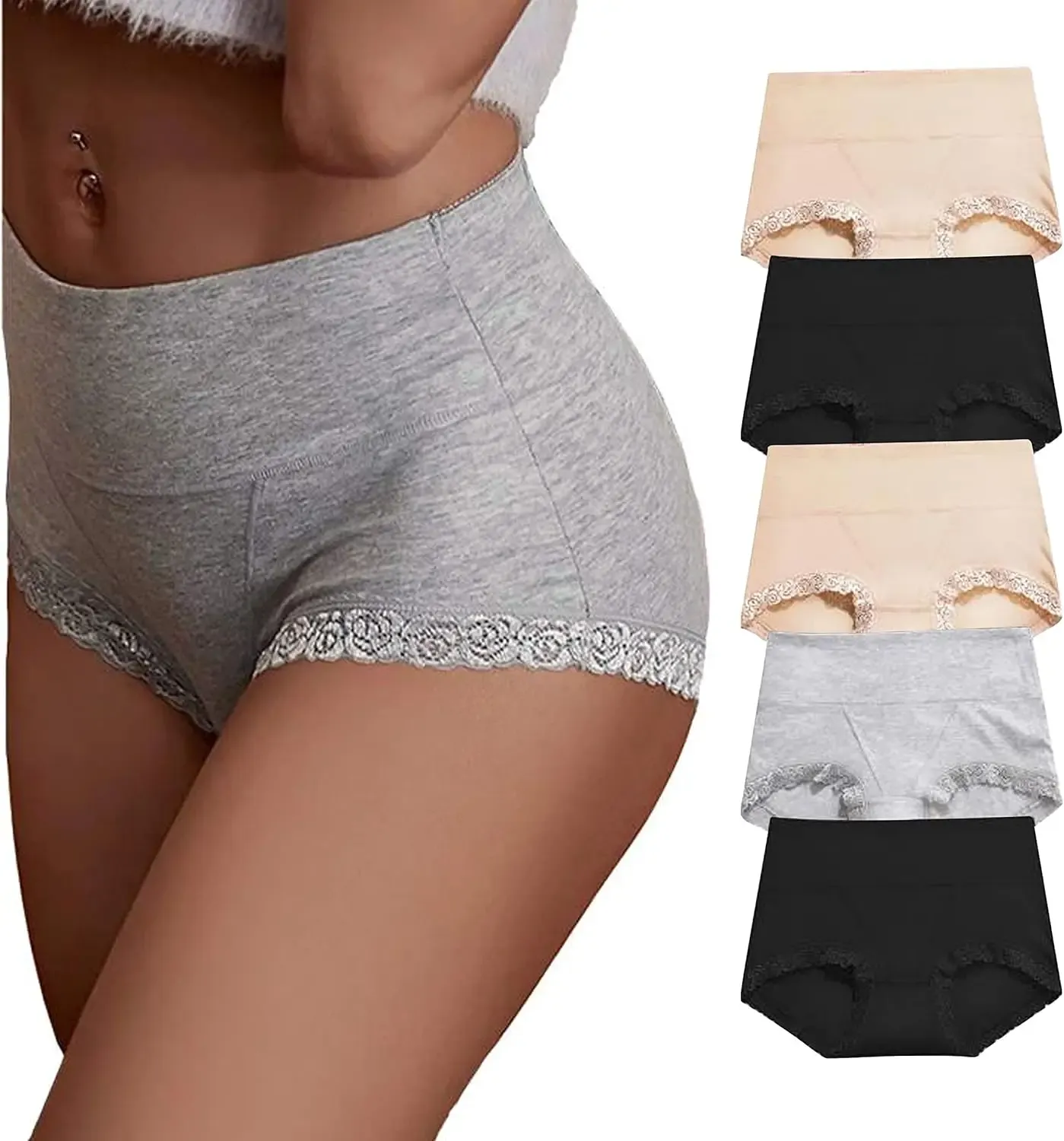 Wholesale Soft Ladies Cotton Panties Breathable Solid Color Underwear Briefs  High Hip Tight Cotton Panties-RANBAO