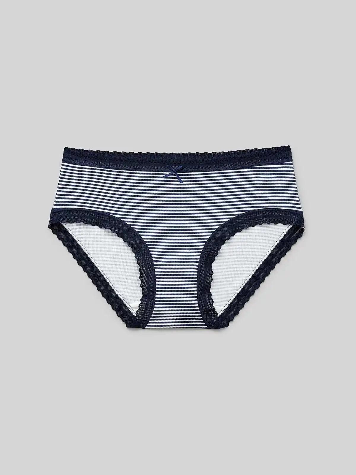 Lady's Custom Lace Hem Women's Full Coverage Panties Stripes Classic Briefs for Female Women's Underwear Lingerie Knickers-RANBAO