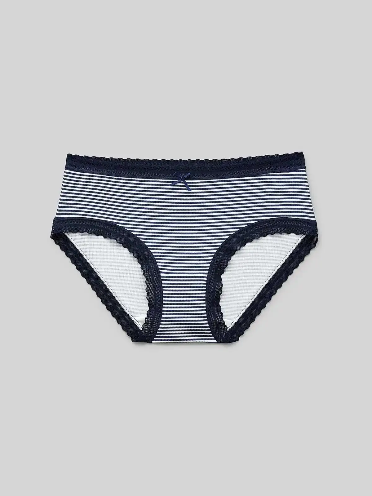 Lady's Custom Lace Hem Women's Full Coverage Panties Stripes Classic Briefs for Female Women's Underwear Lingerie Knickers-RANBAO