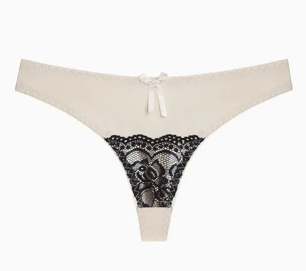 Luxurious Microfiber Thong with Intricate Front Lace Detailing-RANBAO