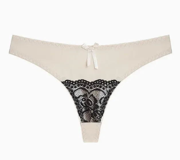 Luxurious Microfiber Thong with Intricate Front Lace Detailing-RANBAO