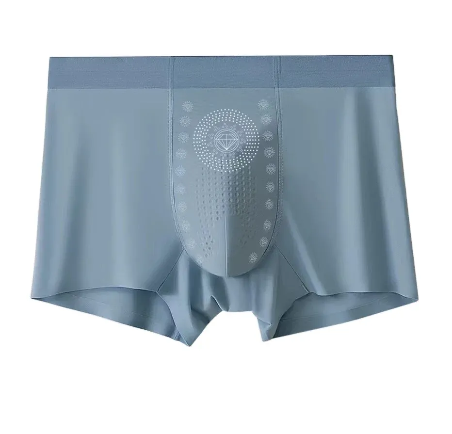 Comfortable Lightweight Men's Seamless Boxer Underwear Custom Logo Mid-Rise Quick Dry Ice Silk Plus Size Briefs Breathable-RANBAO
