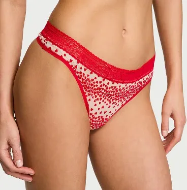 Classic Spandex Thong Panty High-Rise Diamond Decoration Solid Heart Women's Logo Flocked Logoband G-String Manufacturer Direct-RANBAO