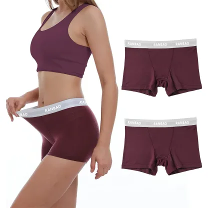 Custom Micro-fiber Waistband Modal Anti Chafing Soft Stretch Panties Womens Underwear Boy Shorts Boxer Briefs for Ladies-RANBAO