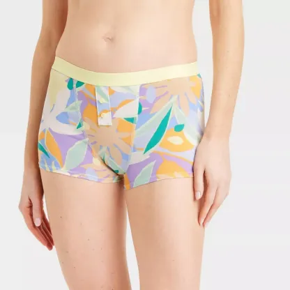 OEM Factory Full Waistband Elastic Women's Cotton Button-front Front Placket Boyshorts-RANBAO