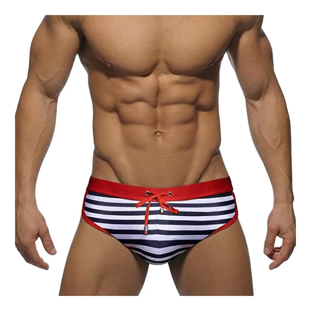 OEM Classic Striped String Closure Male Swimwear Mature Charming Sexy Men'S Swim Briefs-RANBAO