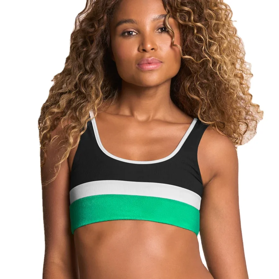 Custom Designed Black Onyx Sporty Bralette Bikini Set Quality Plus Size Lightweight and Breathable Reversible-Made in China-RANBAO