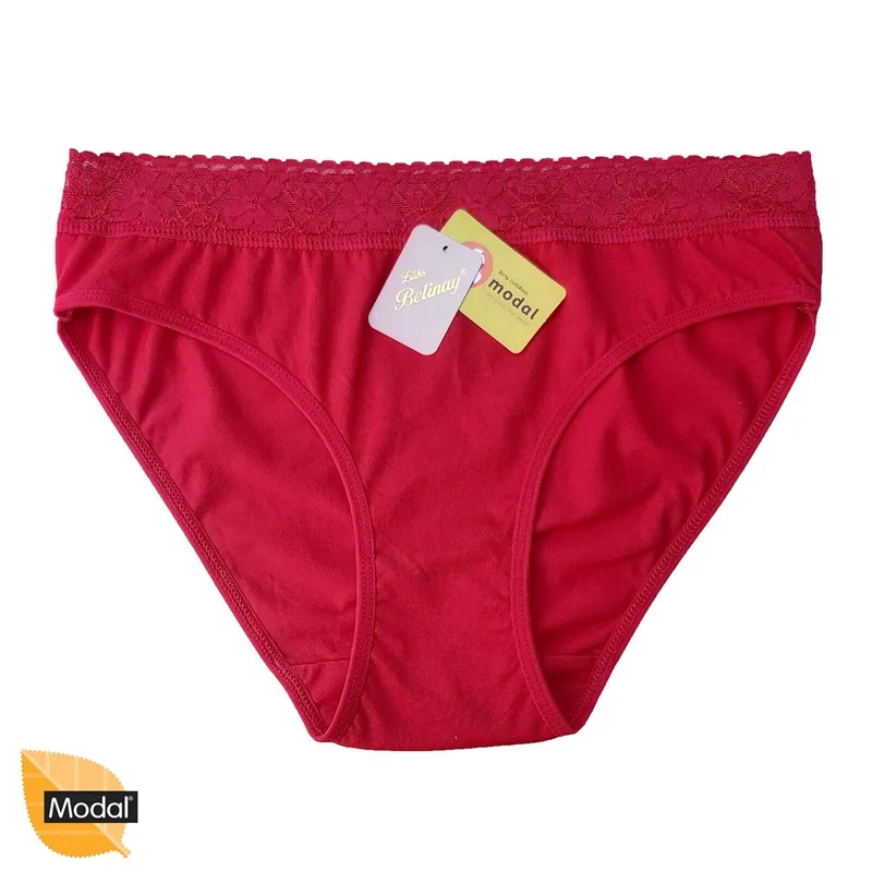 OEM Factory Custom Women's Quality Soft Cotton Modal Panties Ladies Lace Band Briefs-RANBAO