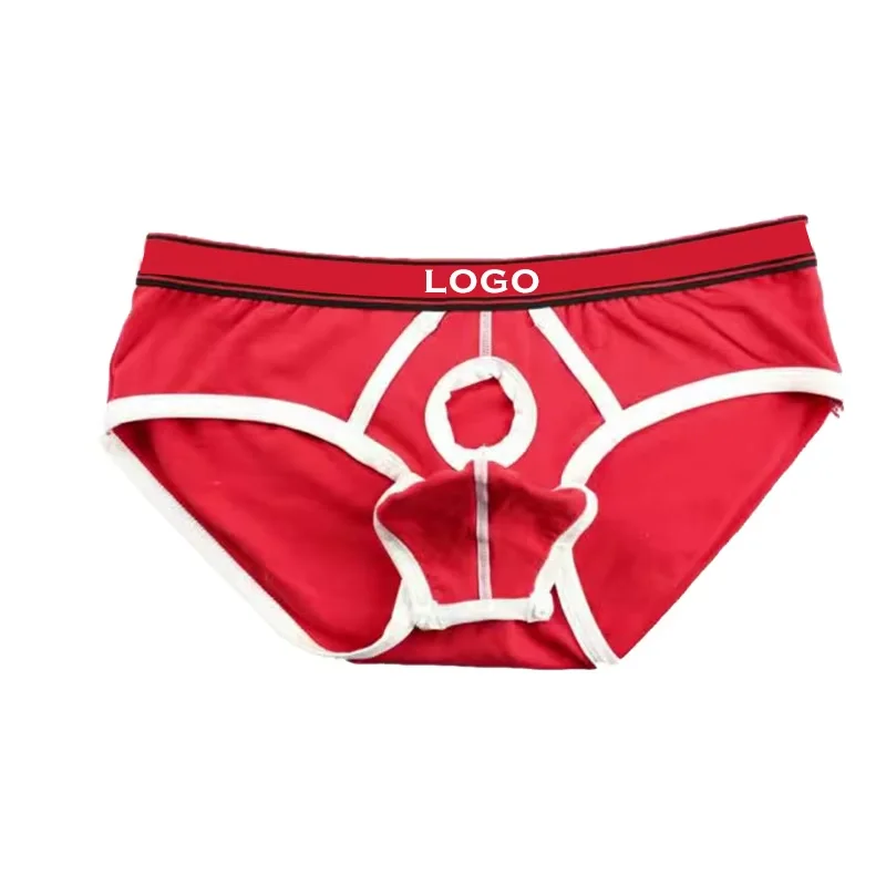 Underwear Factory Men Underwear Solid Color Spandex Pocket Underwear Briefs for Gay Men-RANBAO