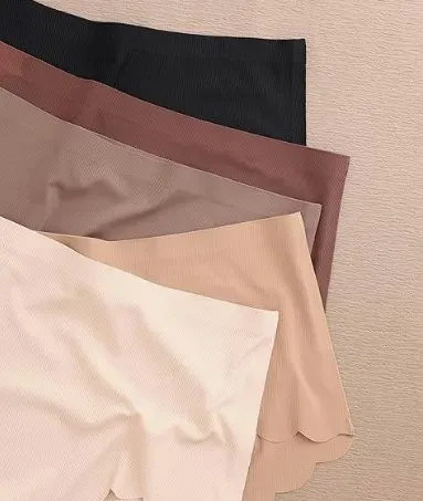 Custom Breathable Ice Silk Seamless High Waisted Underwear Wave Edge No Show Bikini Panties Ribbed Panties Women-RANBAO