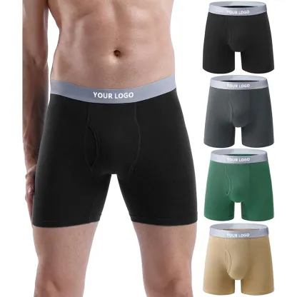 Custom Men's Boxer Briefs Cotton Spandex Stretch Underwear with Open Fly Tagless & Breathable Mid-Rise XXL Printed Pattern-RANBAO