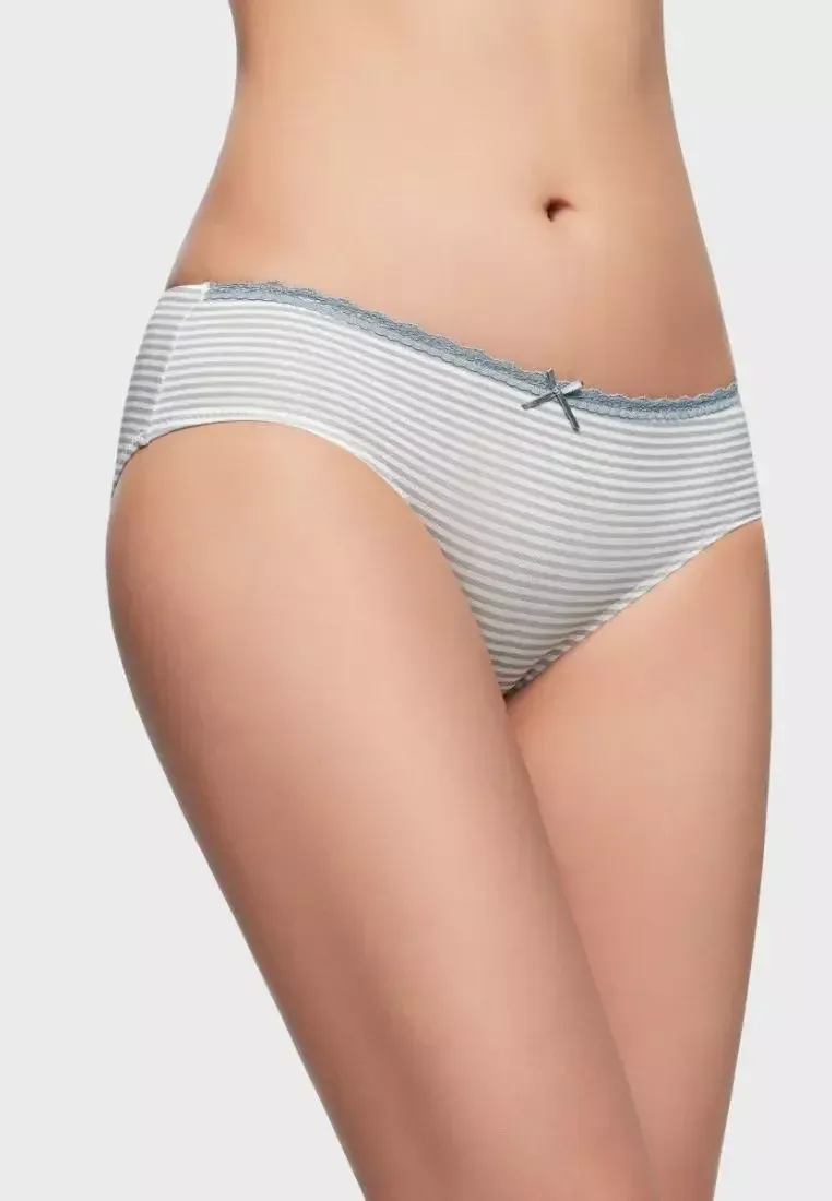 Lady's Custom Lace Waist Women's Striped Low-rise Briefs Hipster for Female Women's Underwear Lingerie Knickers for Girl Classic-RANBAO