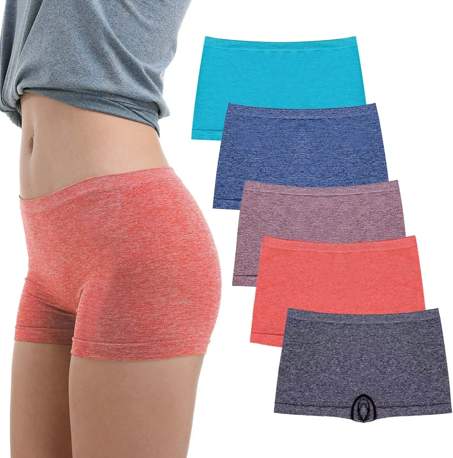 Women's XL Cotton Casual Sports Underwear High Stretch Female Panties Comfortable Boxers Shorts Logo Waist Excellent Customer-RANBAO